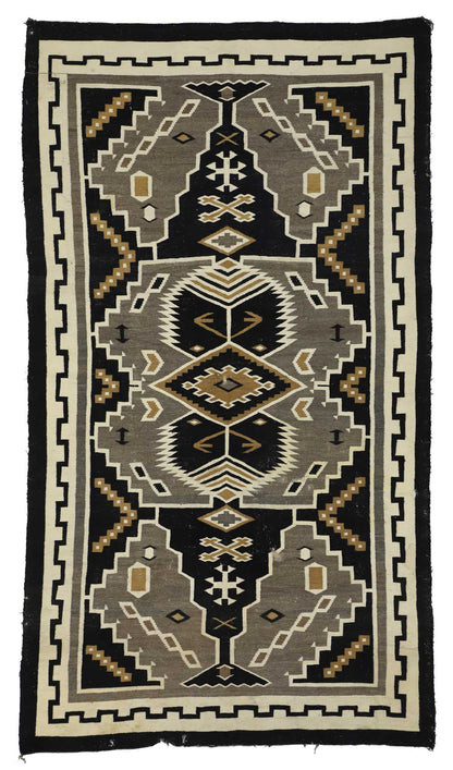 6 x 10 Antique Two Grey Hills Navajo Rug 77275