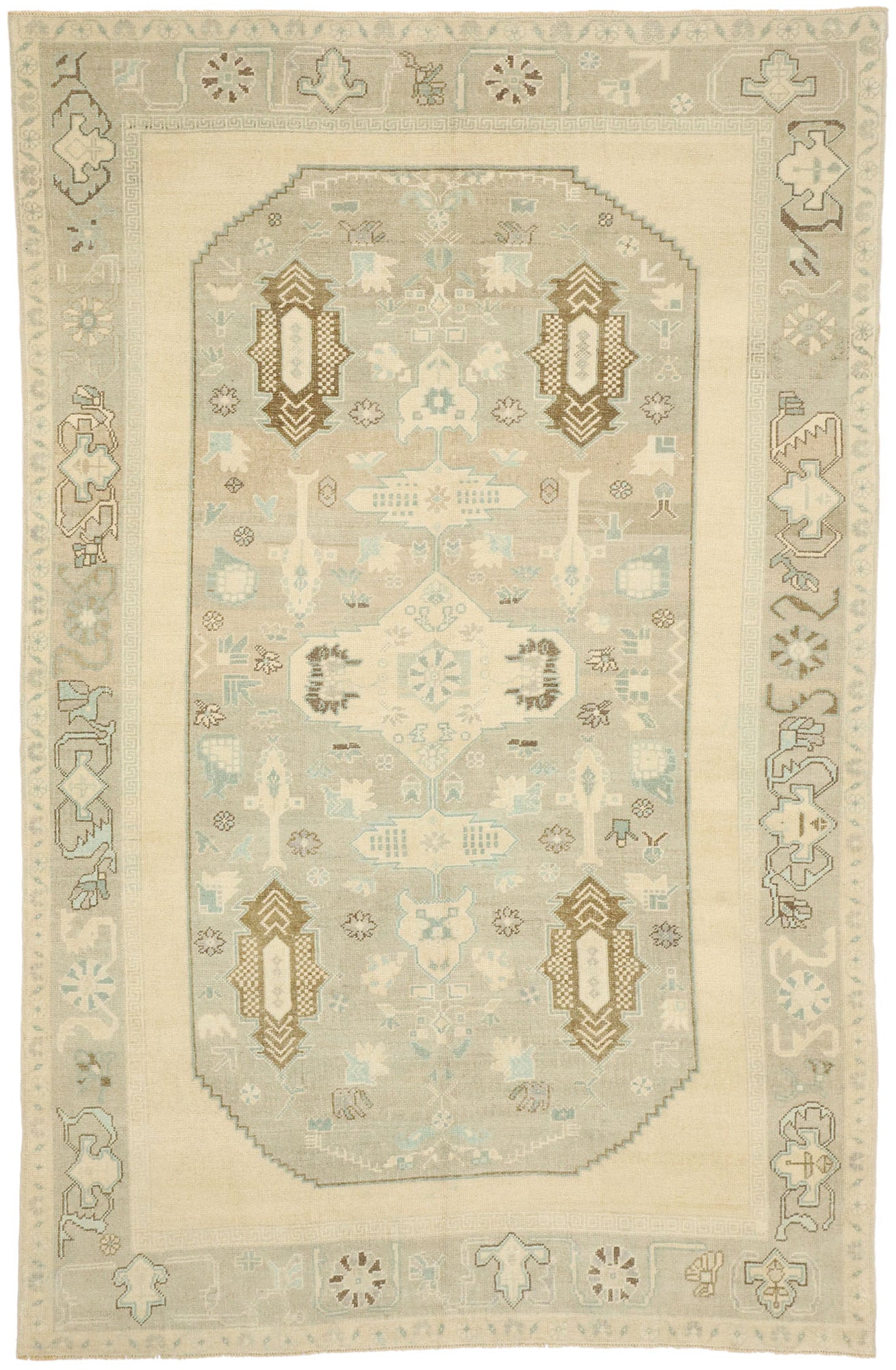 6 x 10 Vintage Turkish Oushak Rug 52808