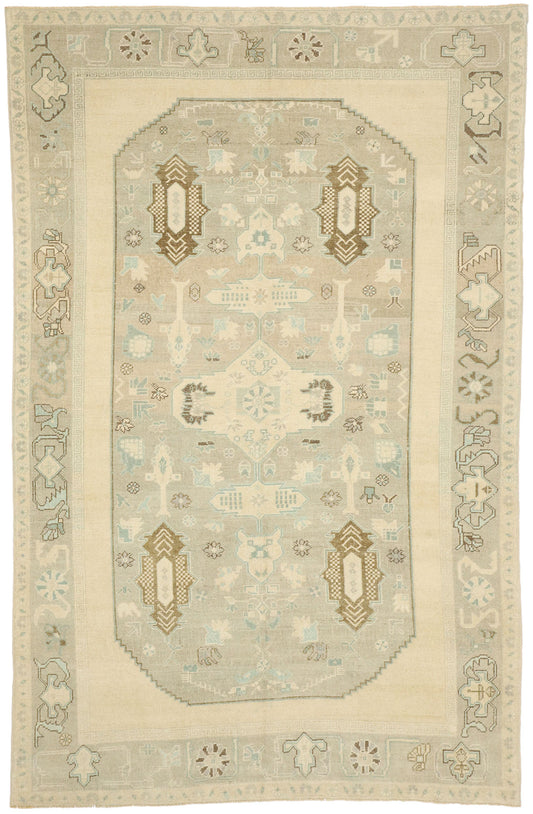 6 x 10 Vintage Turkish Oushak Rug 52808