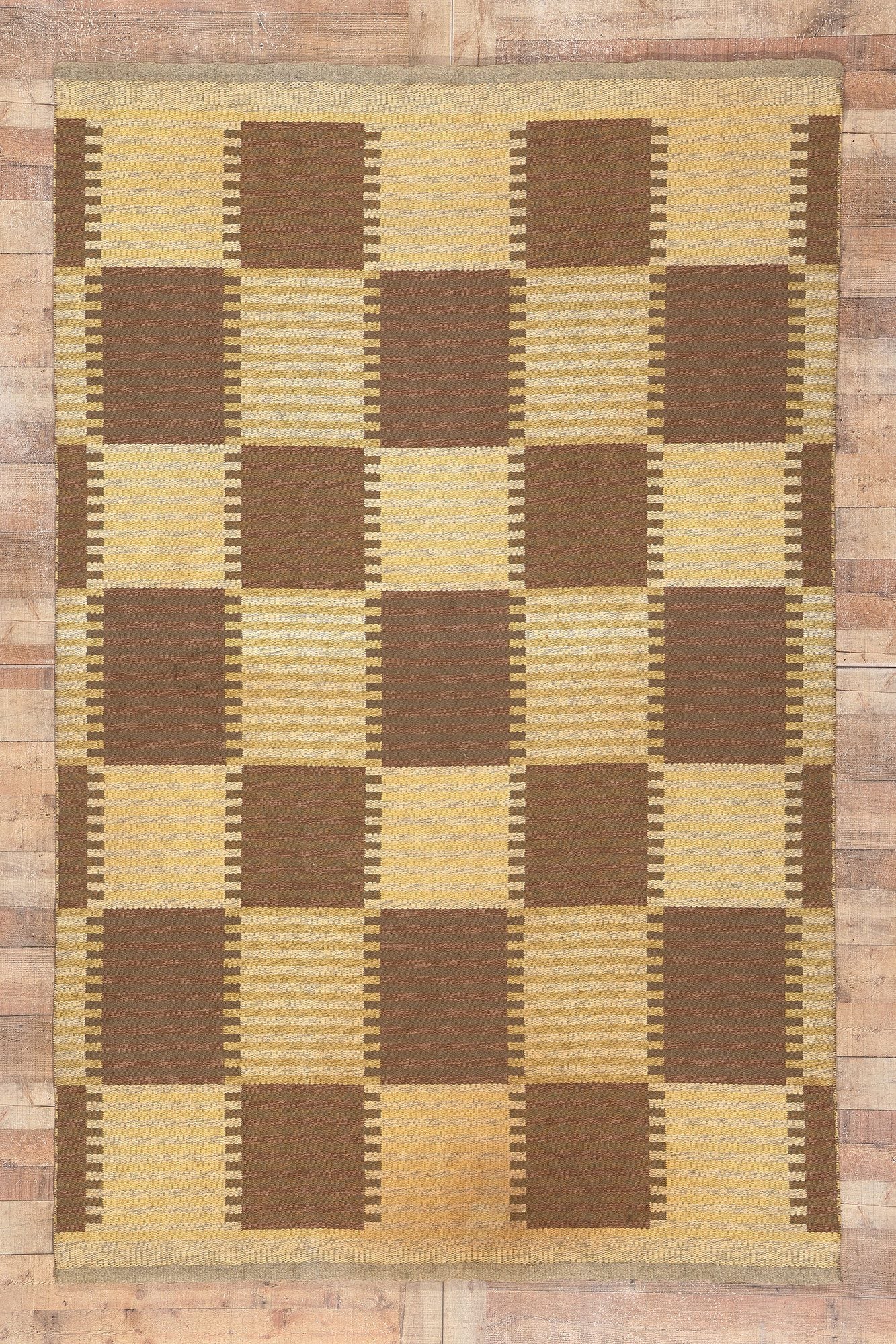 6 x 10 Carl Malmsten Vintage Swedish Rollakan Rug 78609