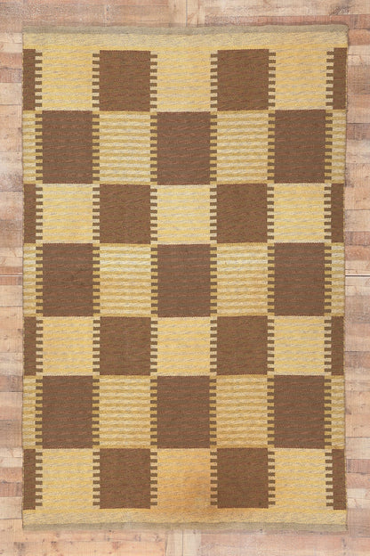 6 x 10 Carl Malmsten Vintage Swedish Rollakan Rug 78609