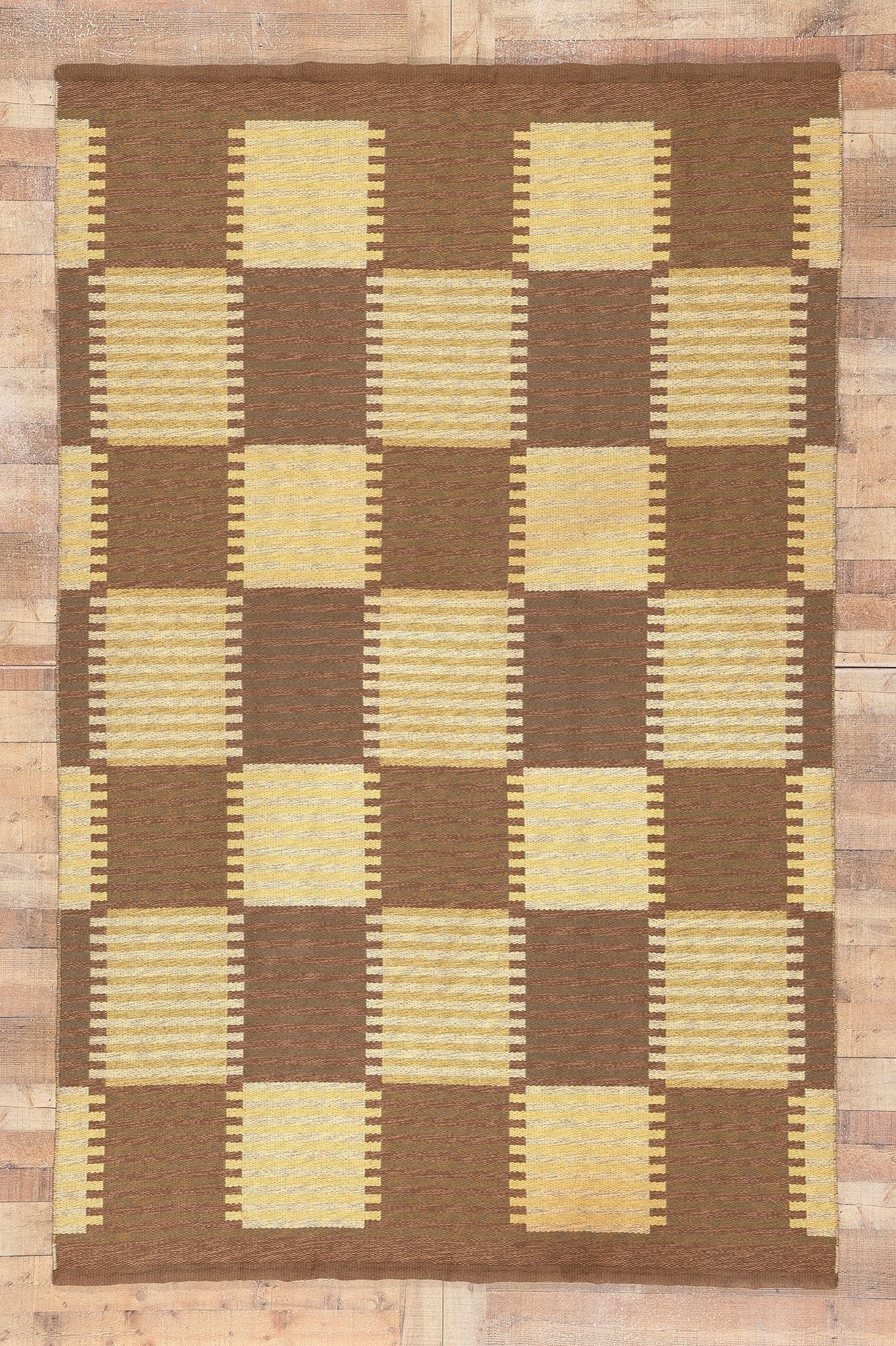 6 x 10 Carl Malmsten Vintage Swedish Rollakan Rug 78609