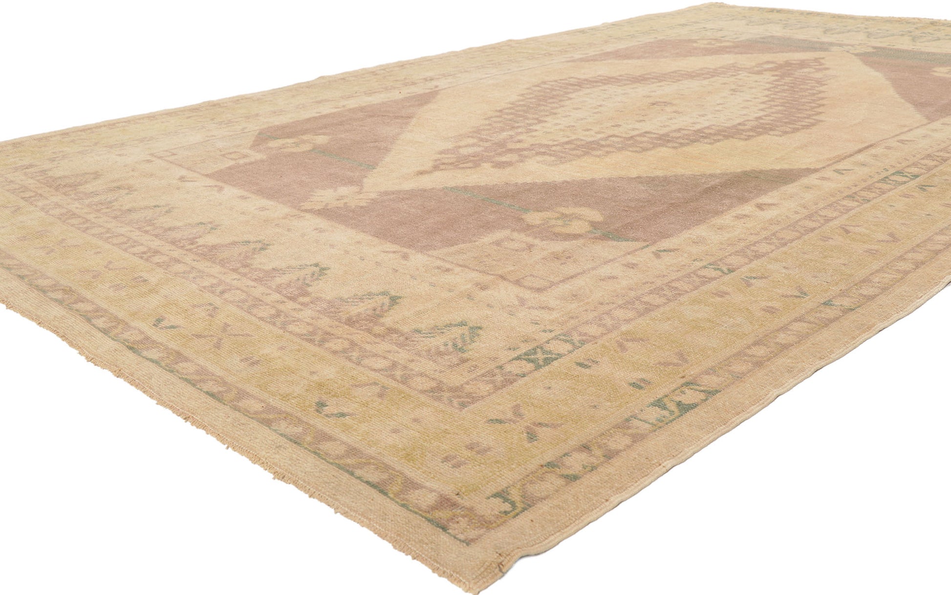 6 x 11 Vintage Turkish Oushak Rug 53683