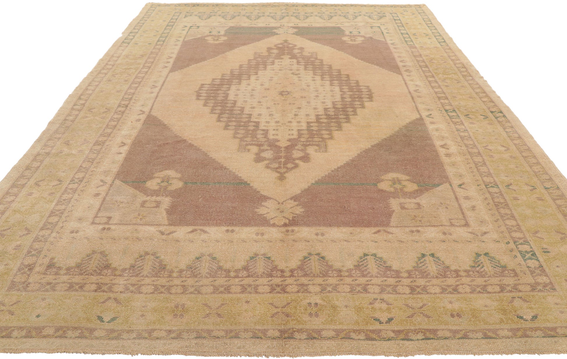 6 x 11 Vintage Turkish Oushak Rug 53683