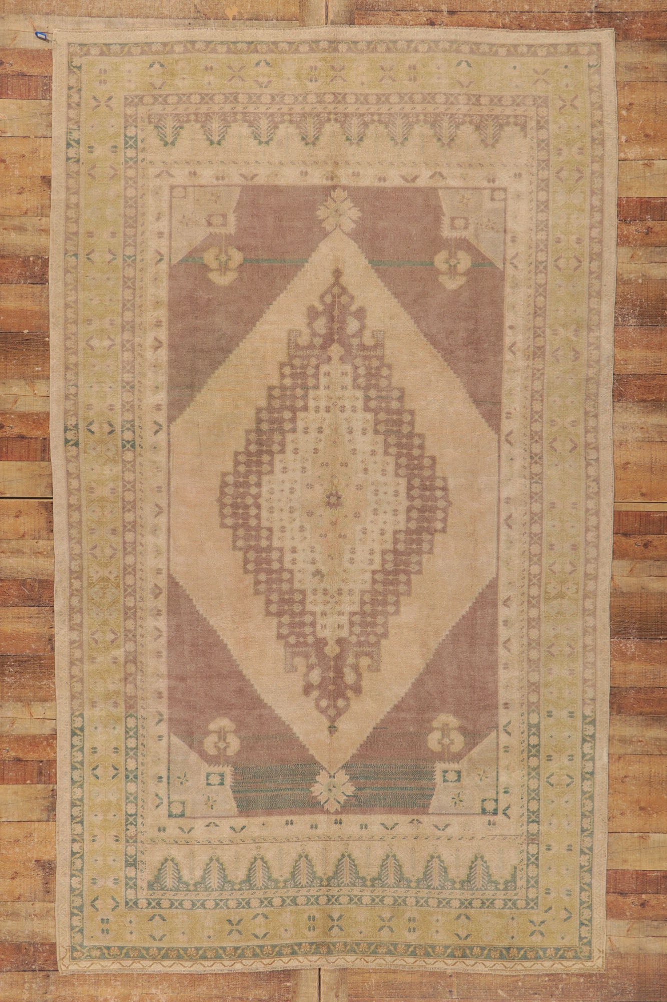 6 x 11 Vintage Turkish Oushak Rug 53683