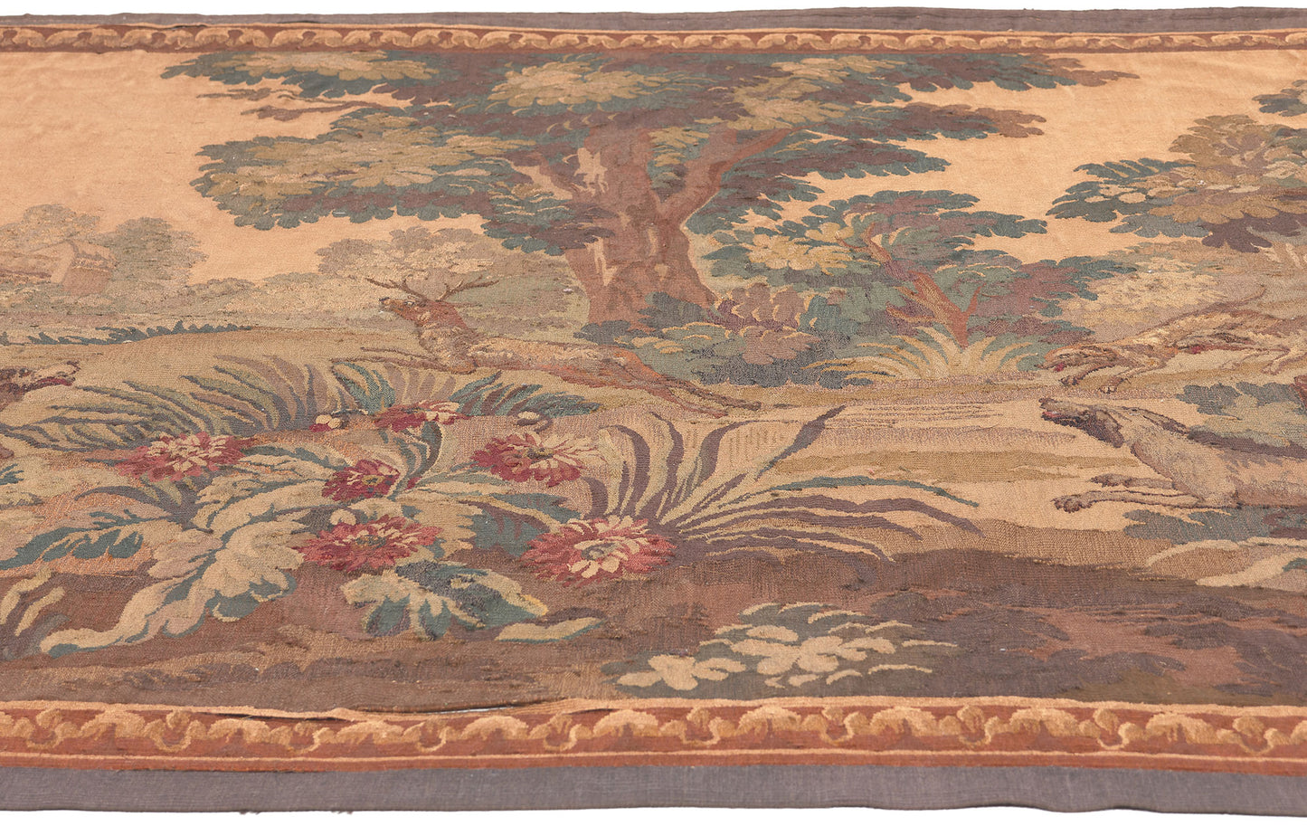 6 x 6 Antique French Aubusson Tapestry 78664