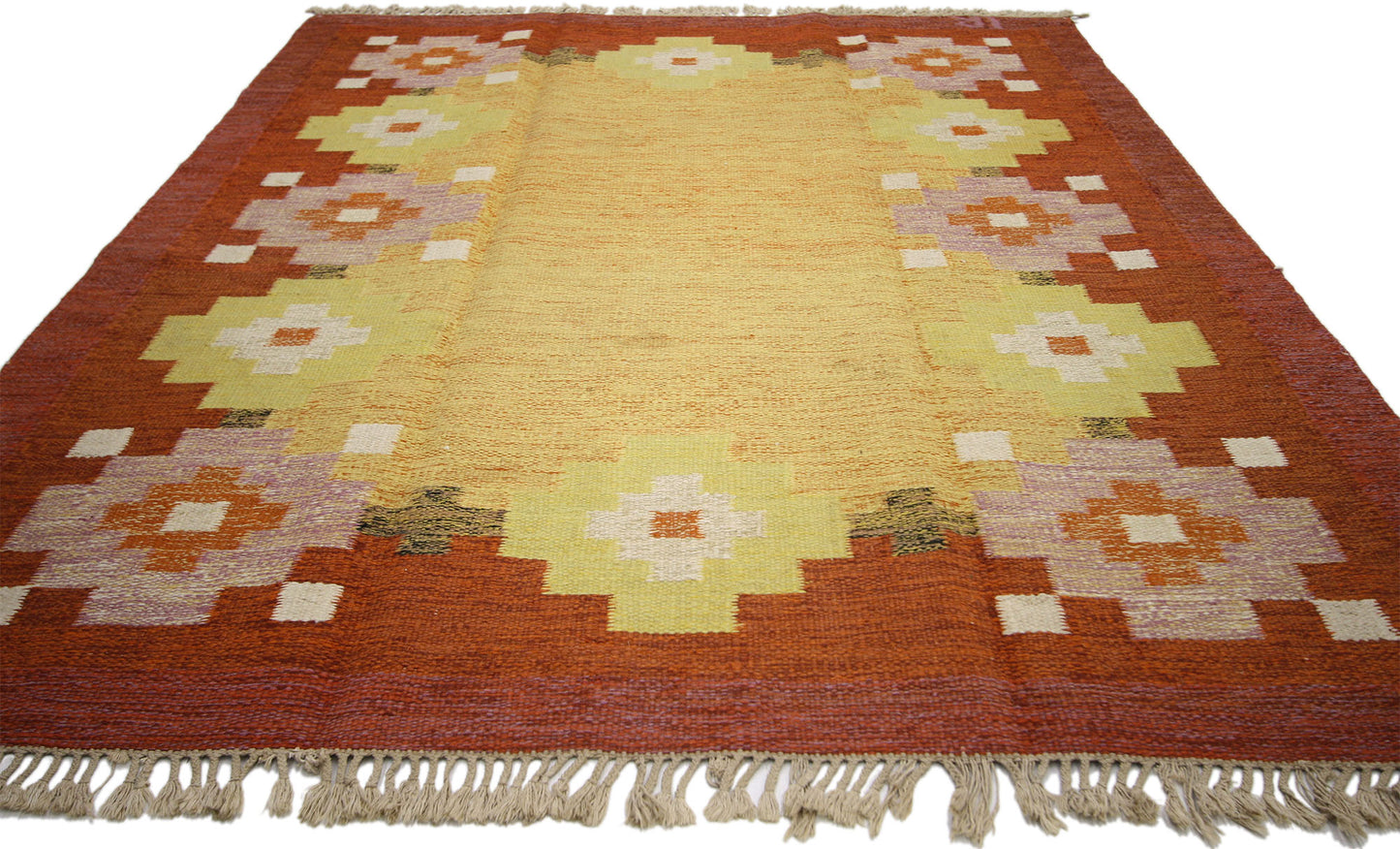 6 x 8 Vintage Swedish Kilim Rollakan Rug 74940