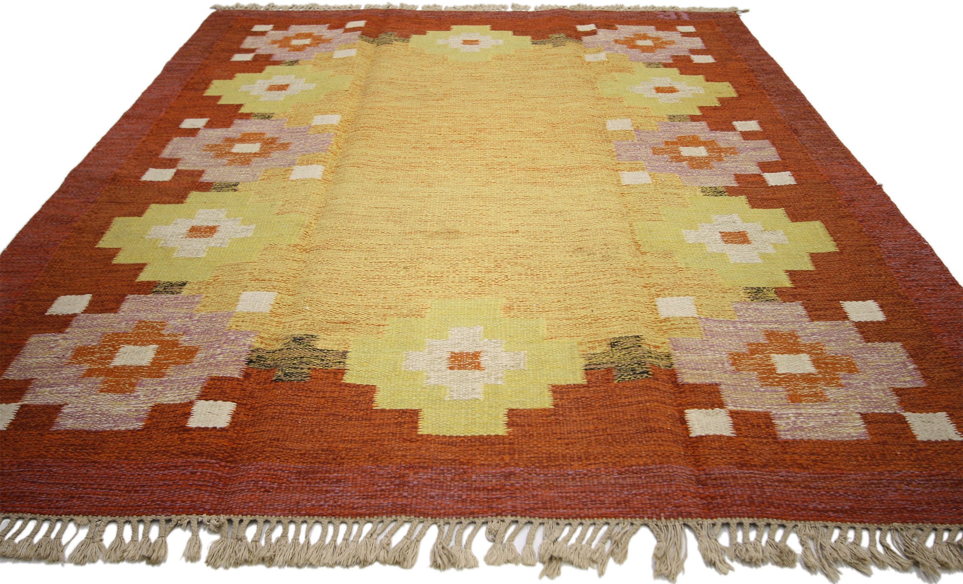 6 x 8 Vintage Swedish Kilim Rollakan Rug 74940