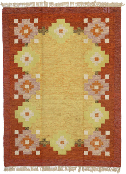 6 x 8 Vintage Swedish Kilim Rollakan Rug 74940
