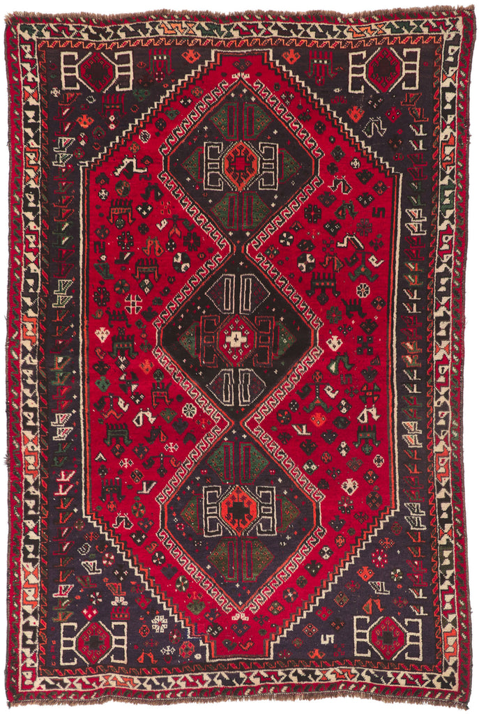 6 x 8 Vintage Persian Shiraz Rug 74735