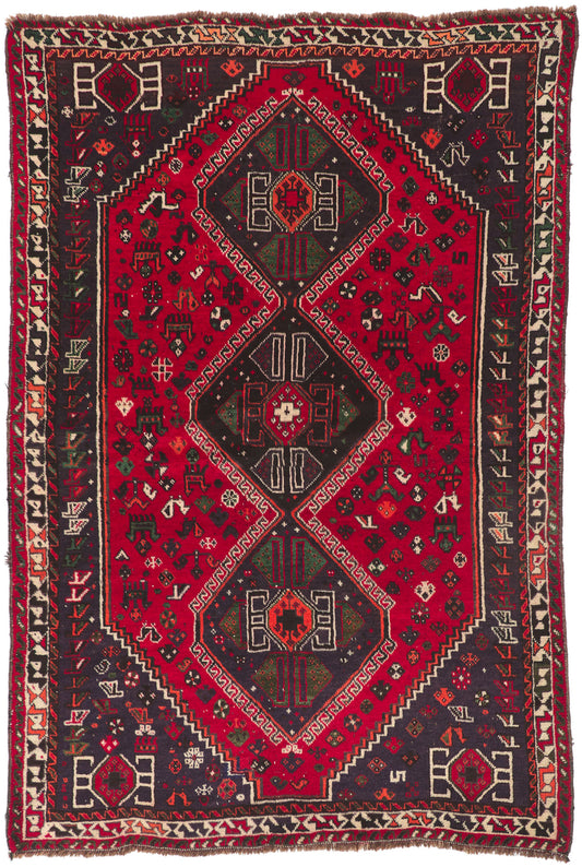 6 x 8 Vintage Persian Shiraz Rug 74735
