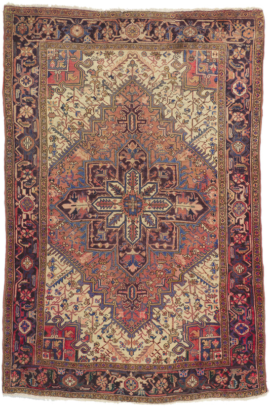 6 x 9 Vintage Persian Heriz Rug 75557