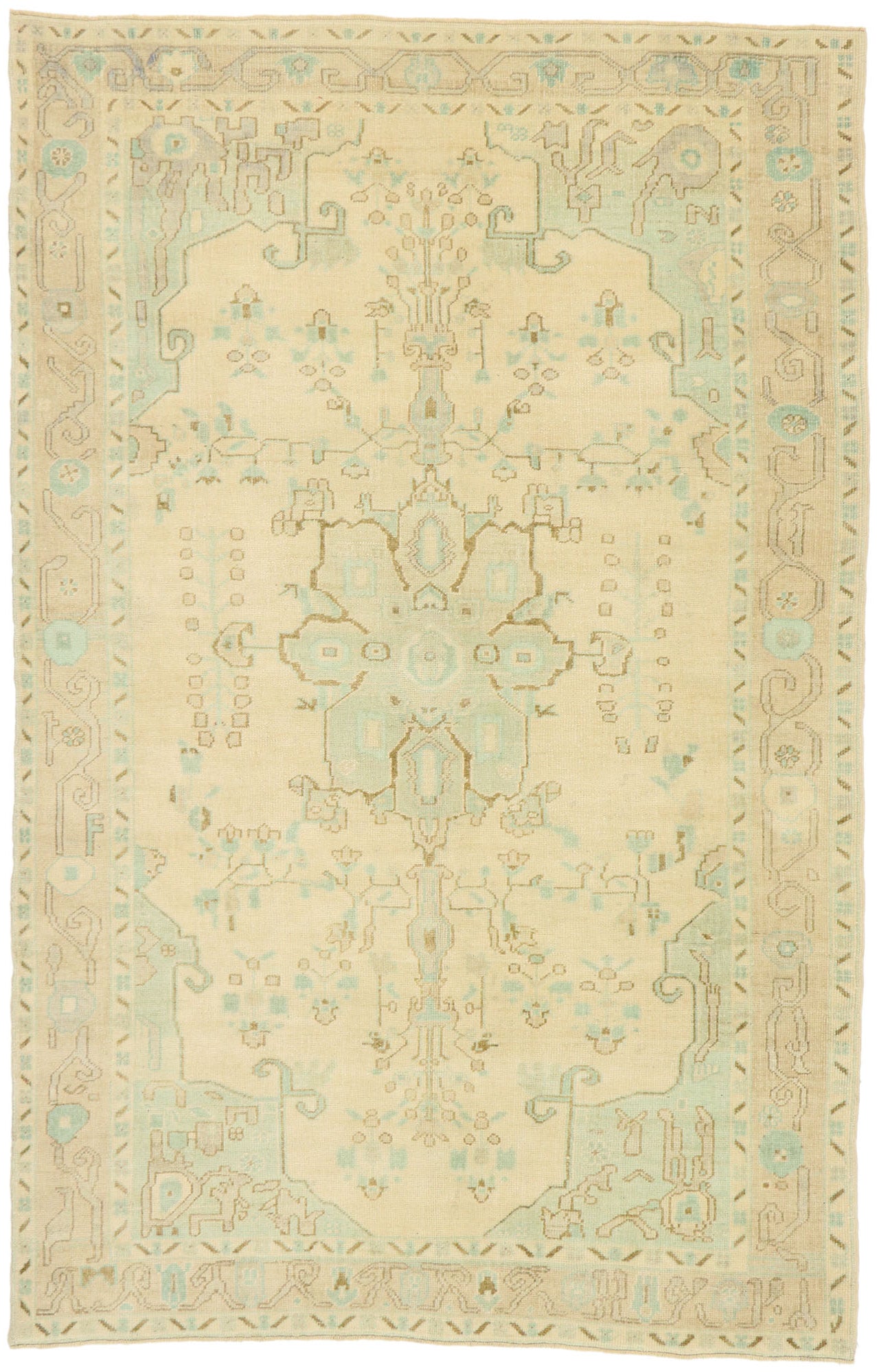 6 x 9 Vintage Turkish Oushak Rug 52977