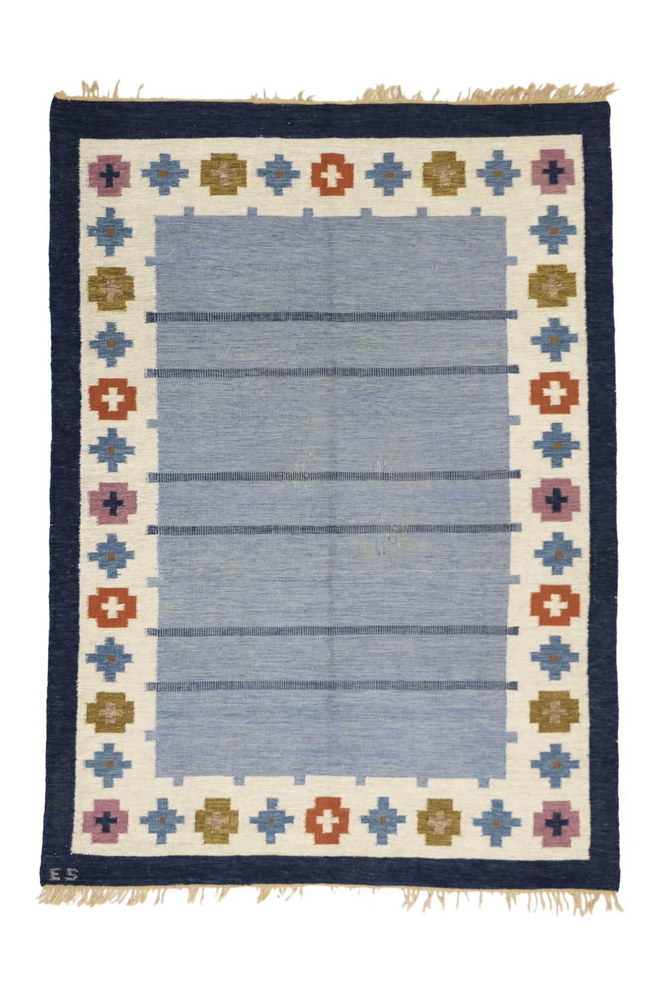 7 x 9 Ellen Stahlbrand Vintage Swedish Rollakan Rug 77035