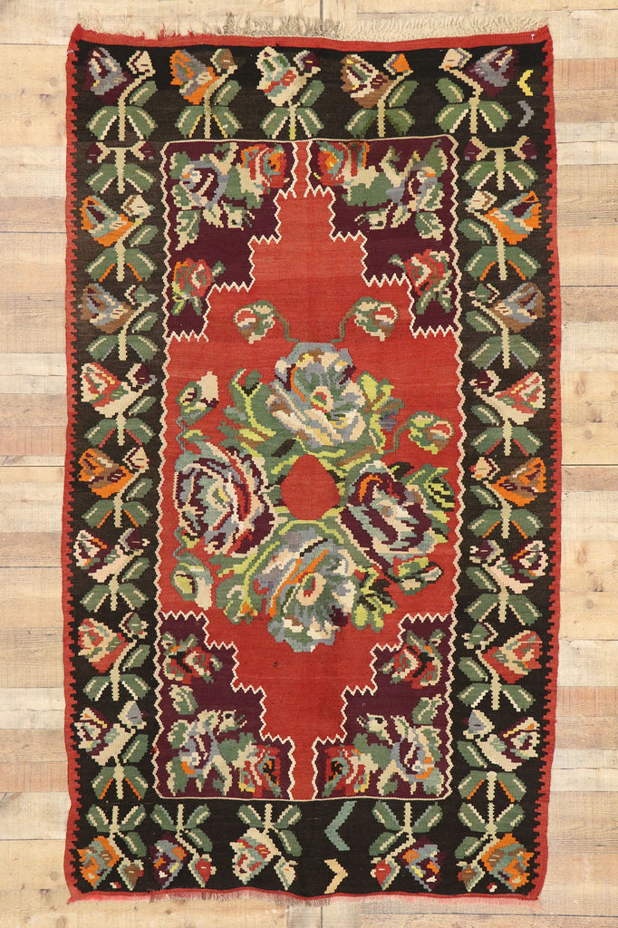 4 x 8 Vintage Turkish Rose Kilim Rug 70283