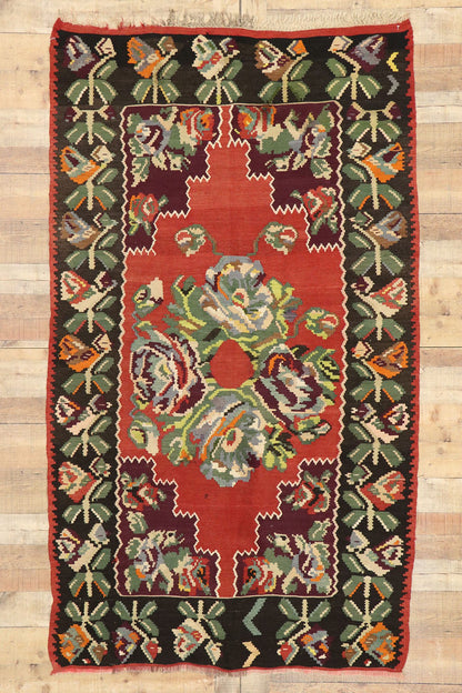 4 x 8 Vintage Turkish Rose Kilim Rug 70283