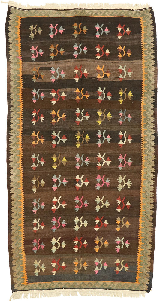 5 x 9 Vintage Turkish Floral Kilim Rug 70293