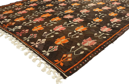 5 x 10 Vintage Turkish Floral Kilim Rug 70298
