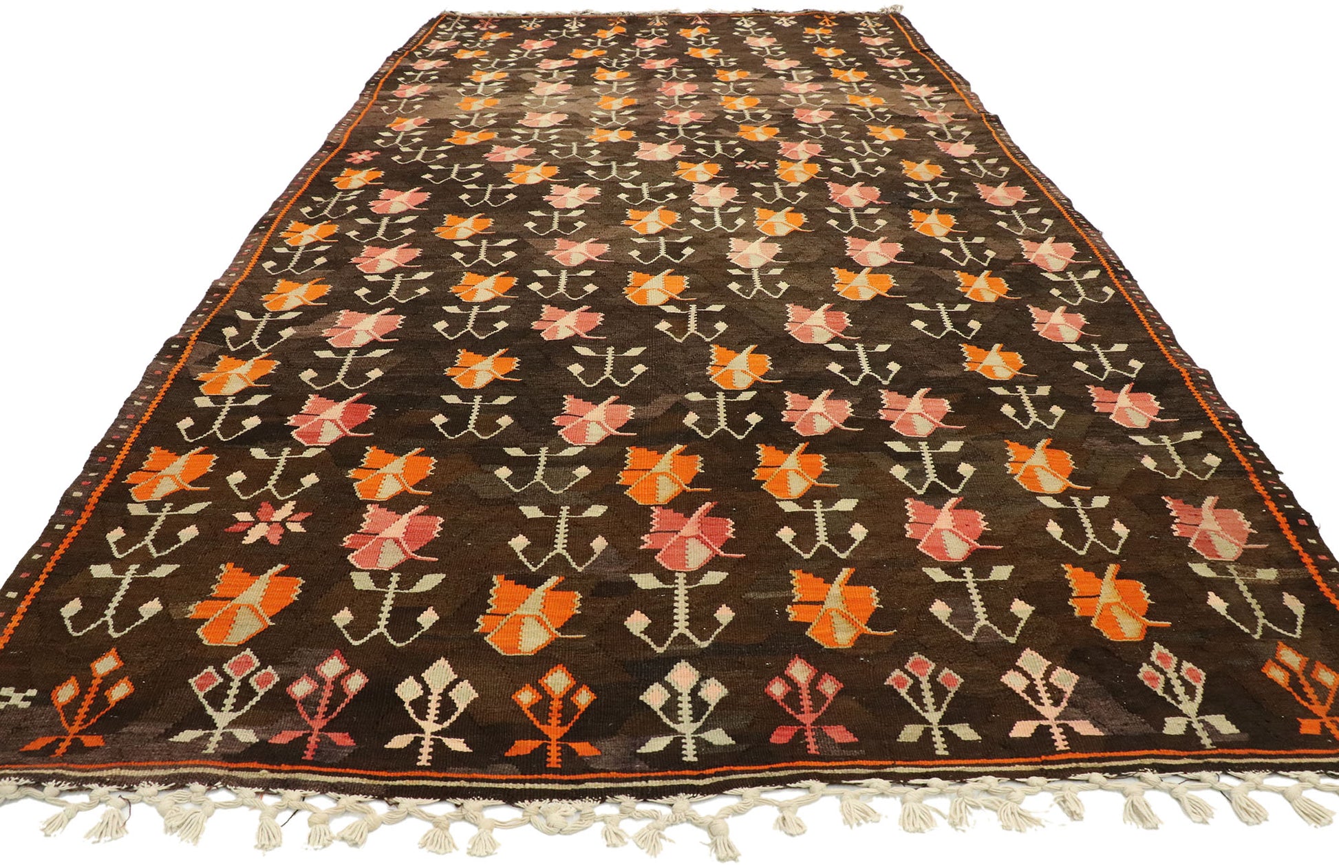 5 x 10 Vintage Turkish Floral Kilim Rug 70298