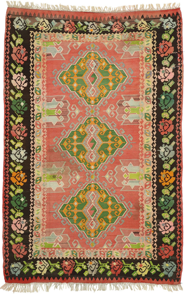 7 x 10 Vintage Floral Kilim Rug 70313