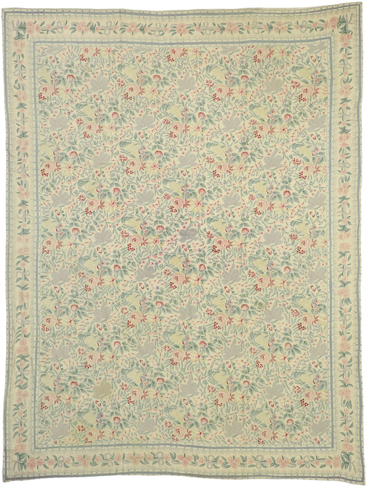 9 x 12 Vintage Chain Stitch Floral Rug 70479