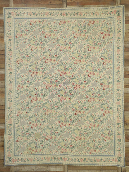 9 x 12 Vintage Chain Stitch Floral Rug 70479