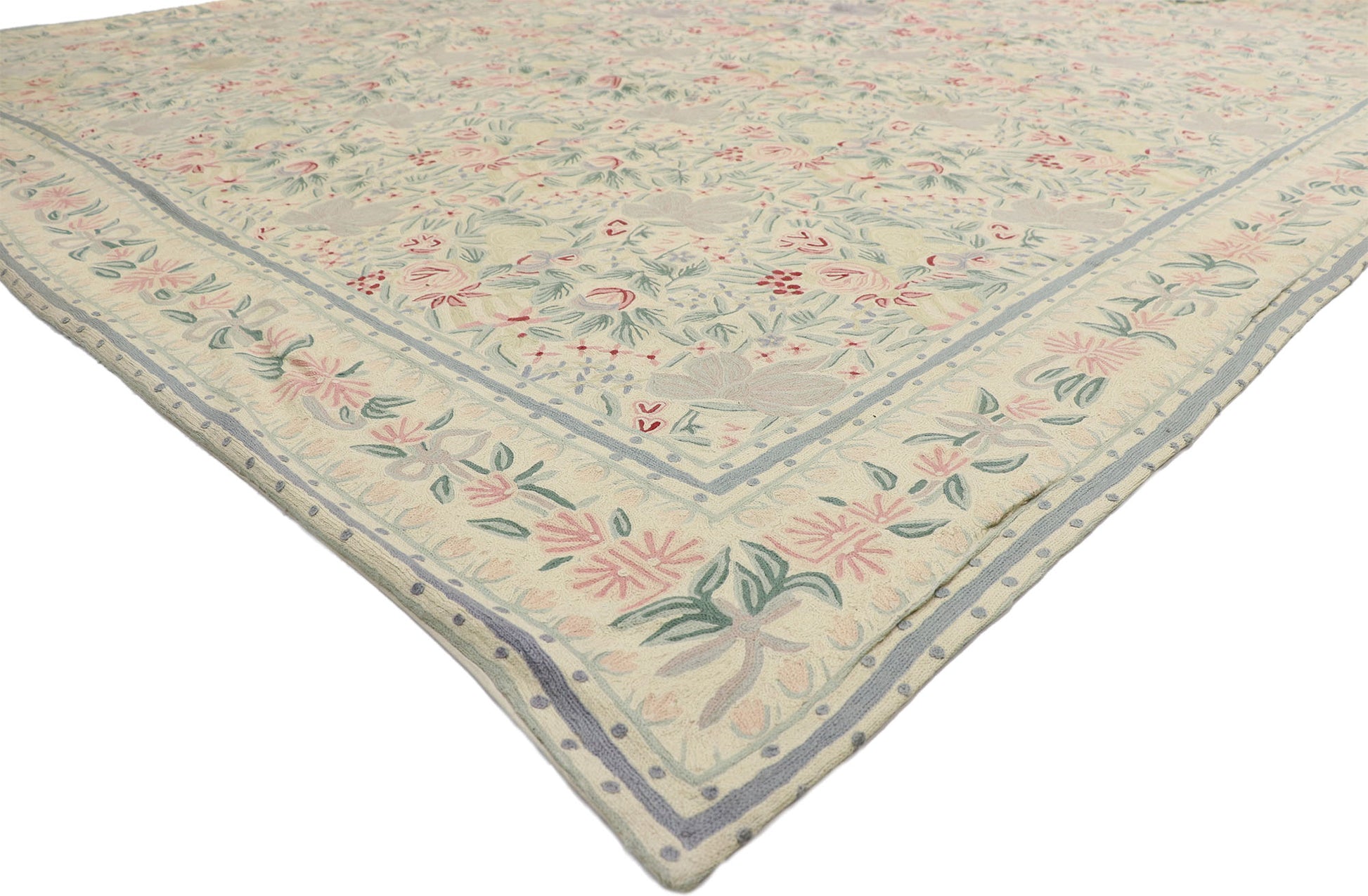 9 x 12 Vintage Chain Stitch Floral Rug 70479