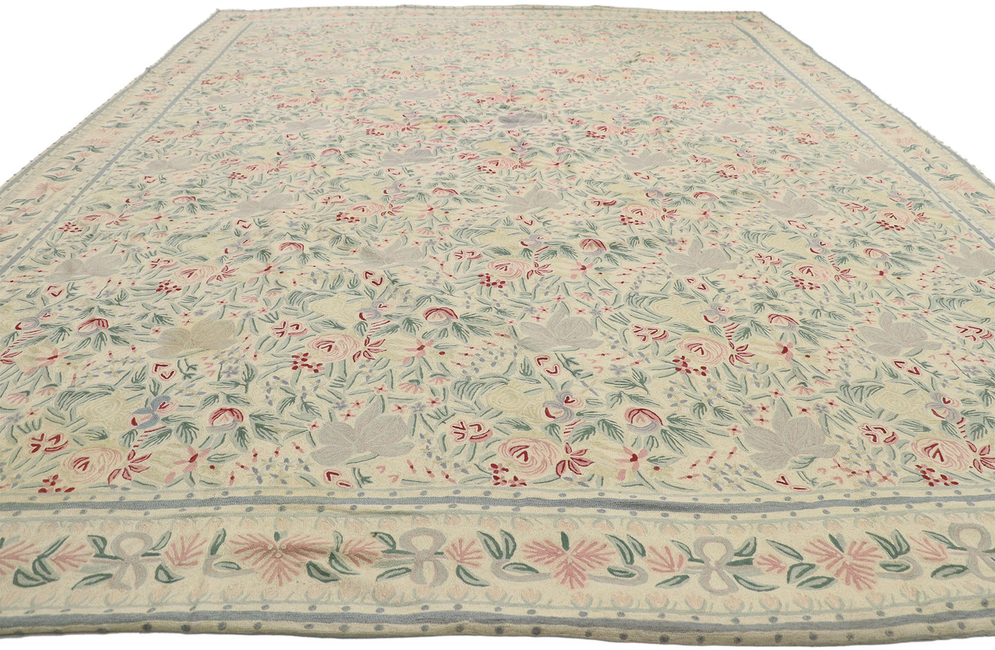 9 x 12 Vintage Chain Stitch Floral Rug 70479