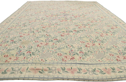 9 x 12 Vintage Chain Stitch Floral Rug 70479