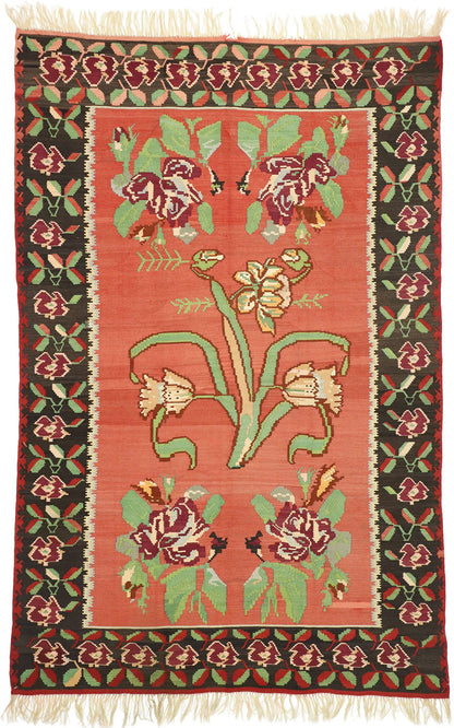 7 x 10 Vintage Turkish Rose Kilim Rug 70525