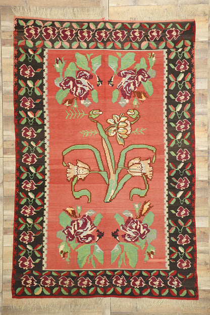7 x 10 Vintage Turkish Rose Kilim Rug 70525