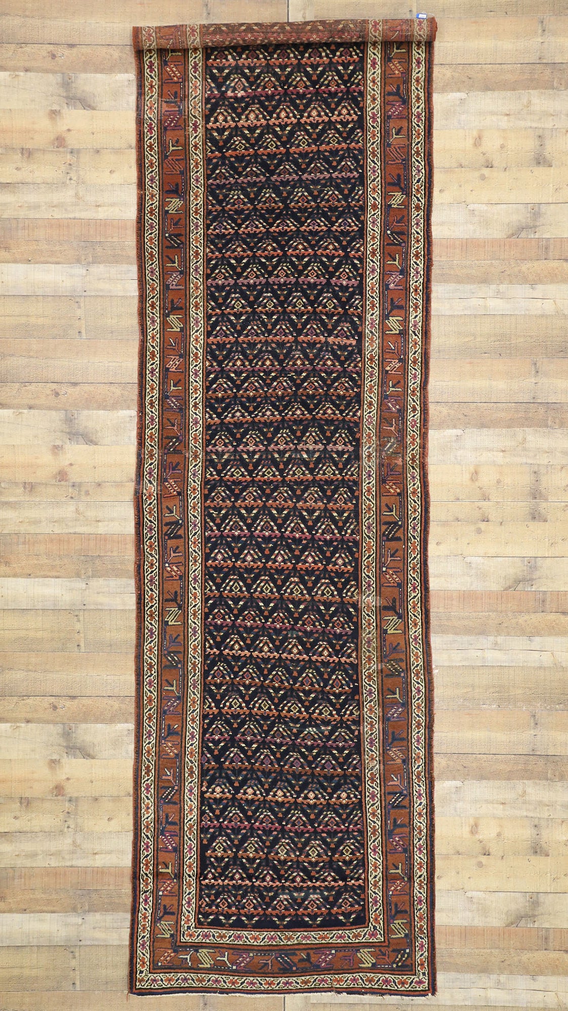 4 x 13 Antique Russian Caucasian Shirvan Boteh Runner 70541