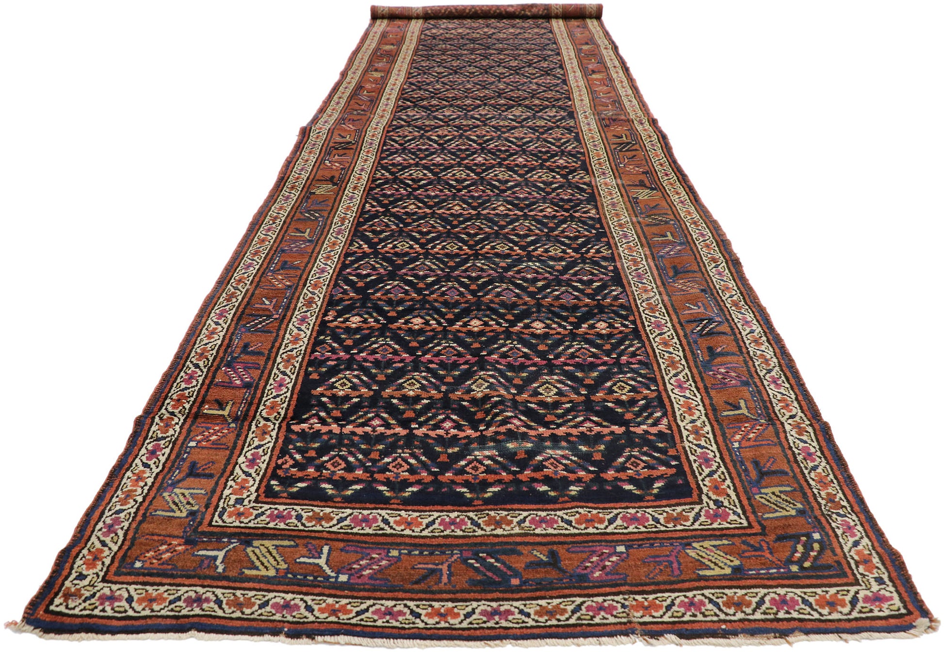 4 x 13 Antique Russian Caucasian Shirvan Boteh Runner 70541