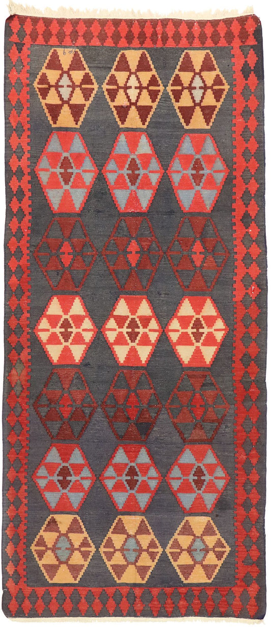4 x 10 Vintage Persian Shiraz Kilim Rug 70559