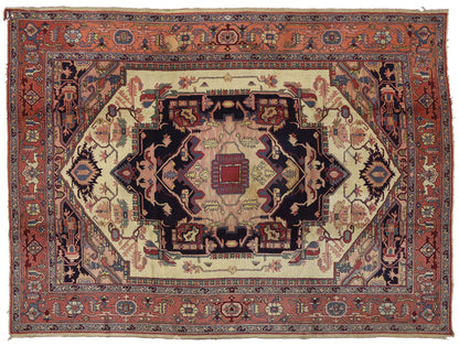 8 x 11 Antique European Hooked Rug 70713
