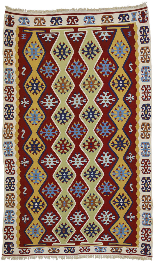 3 x 6 Vintage Turkish Silk Kilim Rug 70792