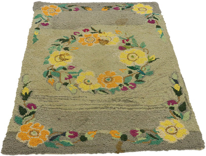 2 x 3 Antique American Hooked Rug 70855