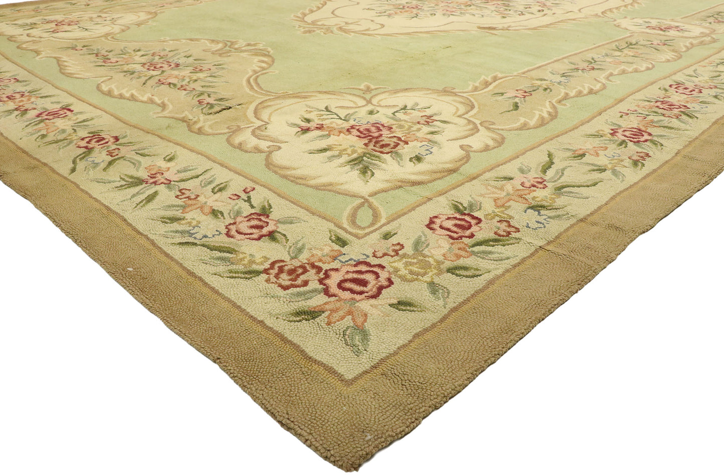 12 x 18 Antique Floral Hooked Rug 70860