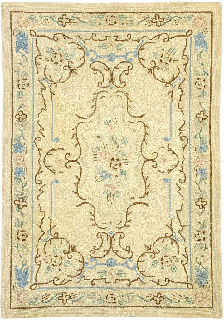4 x 6 Vintage Chinese Floral Hooked Rug 70861