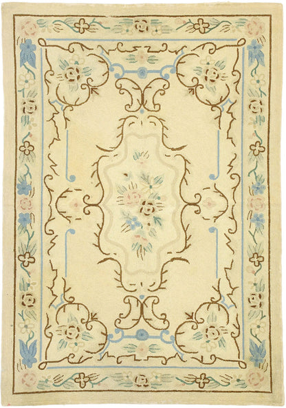 4 x 6 Vintage Chinese Floral Hooked Rug 70861