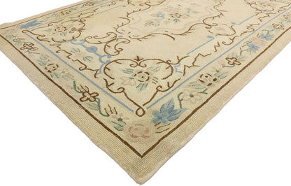 4 x 6 Vintage Chinese Floral Hooked Rug 70861