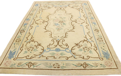 4 x 6 Vintage Chinese Floral Hooked Rug 70861