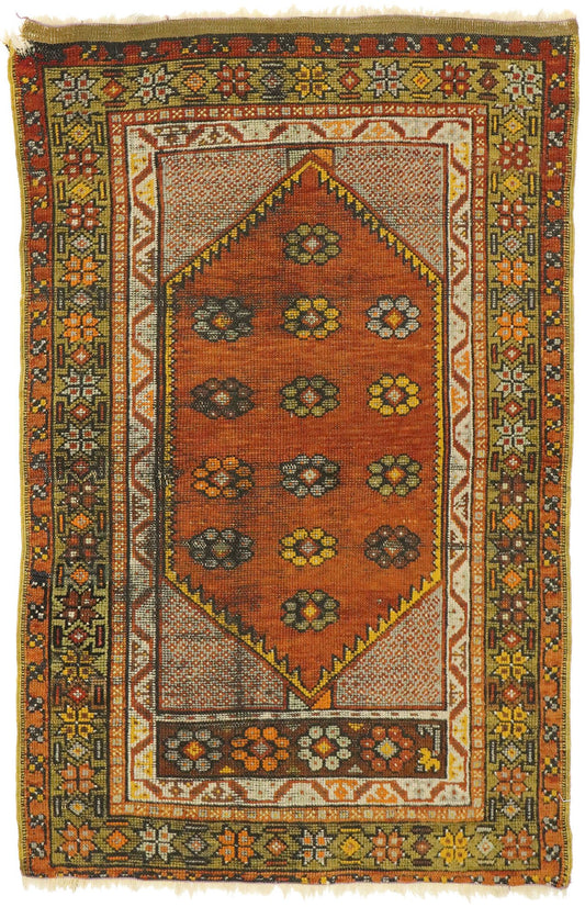 3 x 4 Vintage Turkish Oushak Rug 70866