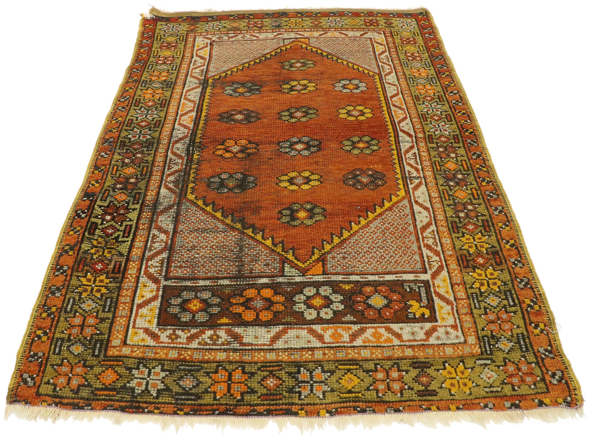 3 x 4 Vintage Turkish Oushak Rug 70866