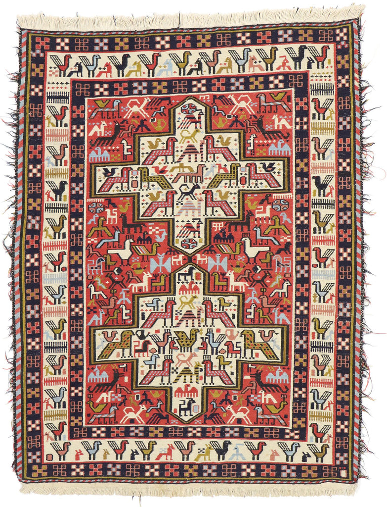 3 x 4 Vintage Persian Soumak Kilim Rug 71030