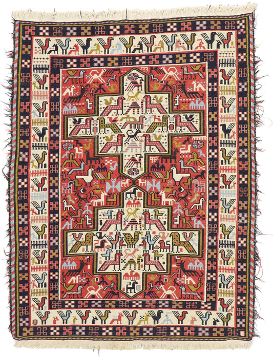3 x 4 Vintage Persian Soumak Kilim Rug 71030