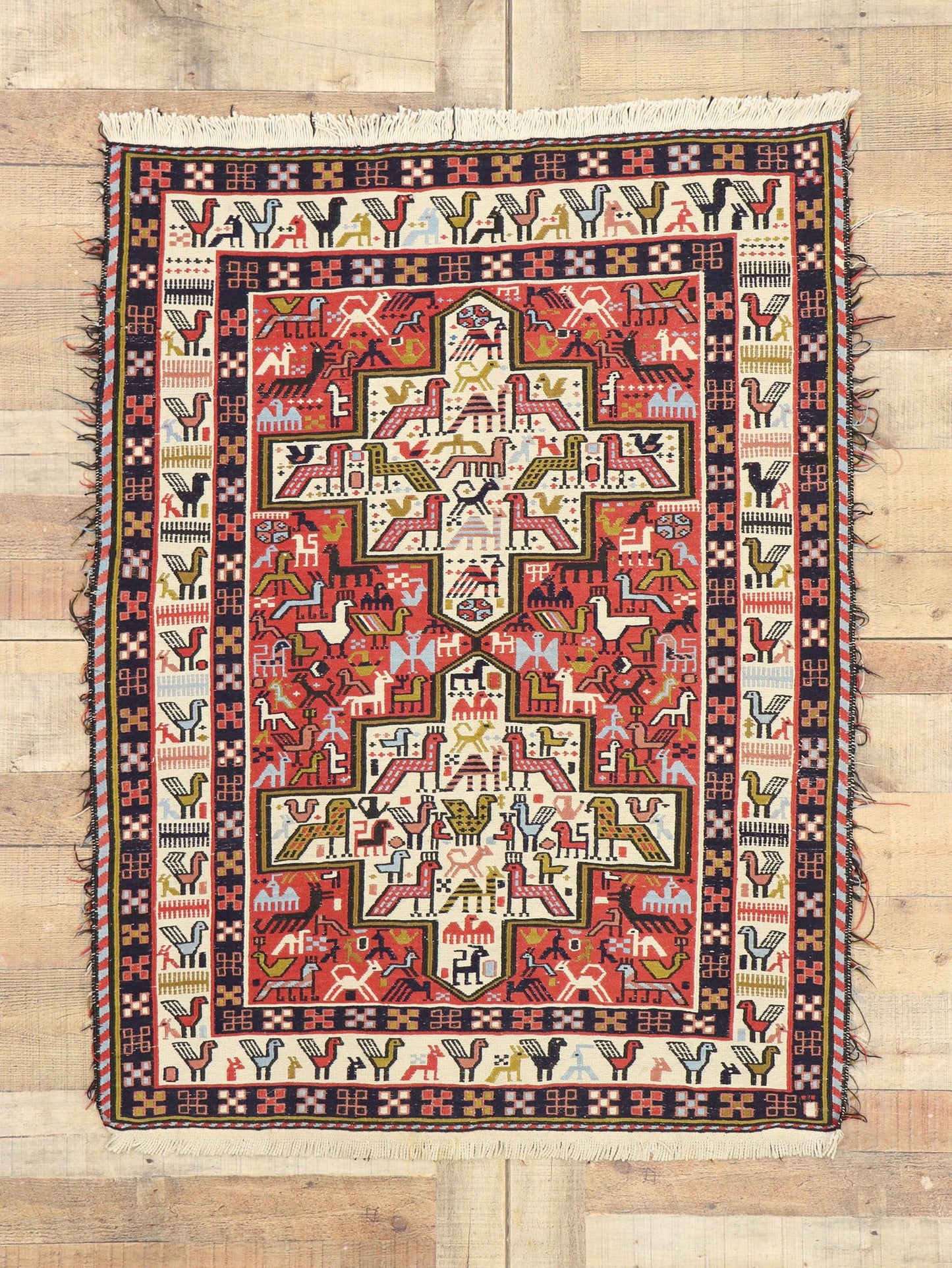 3 x 4 Vintage Persian Soumak Kilim Rug 71030