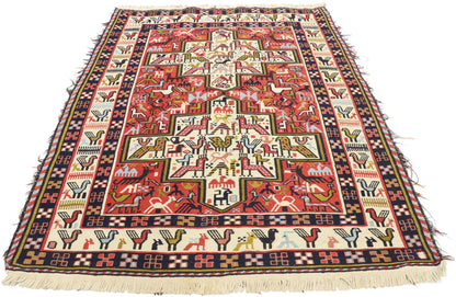 3 x 4 Vintage Persian Soumak Kilim Rug 71030