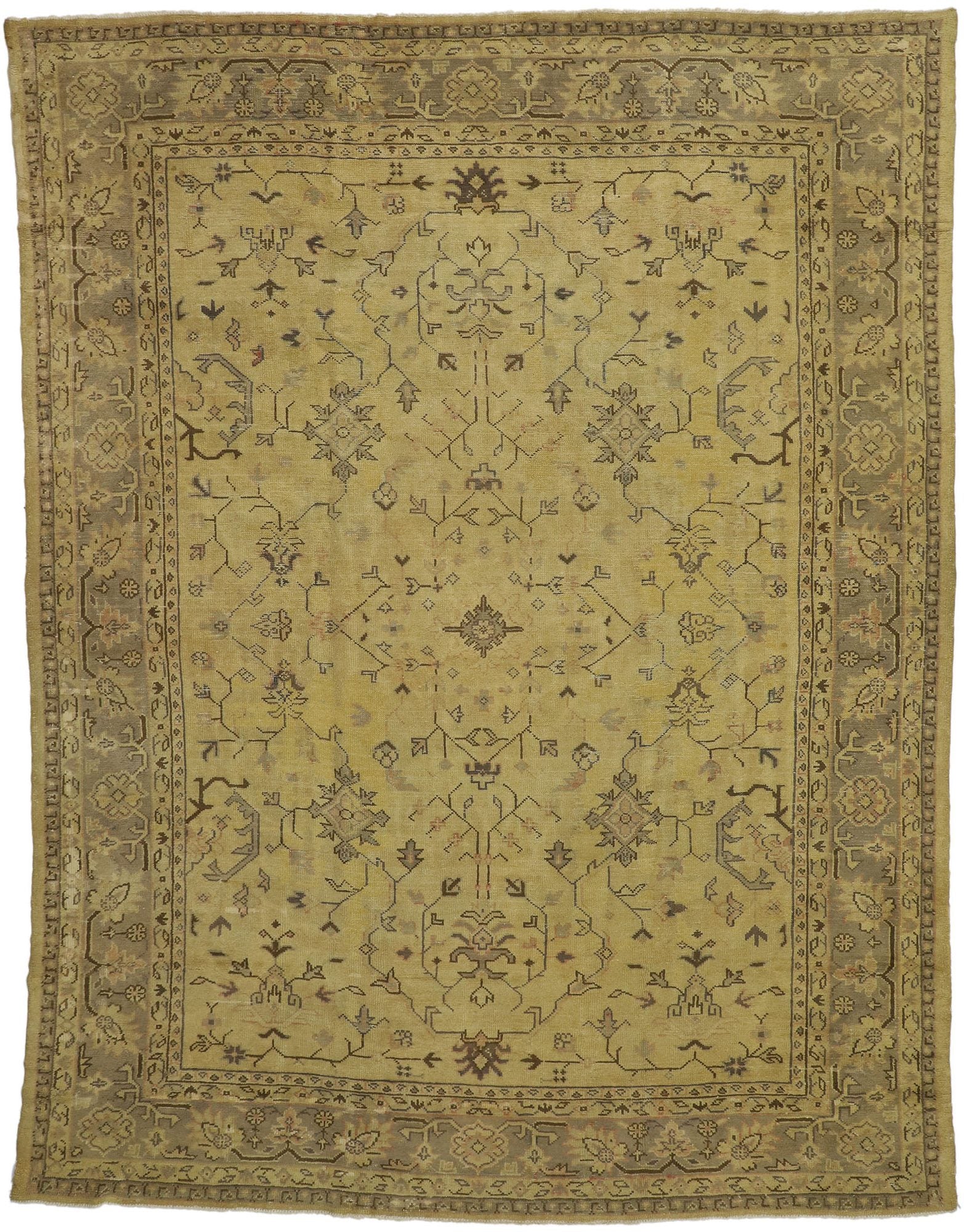 11 x 14 Antique Turkish Oushak Rug 71497