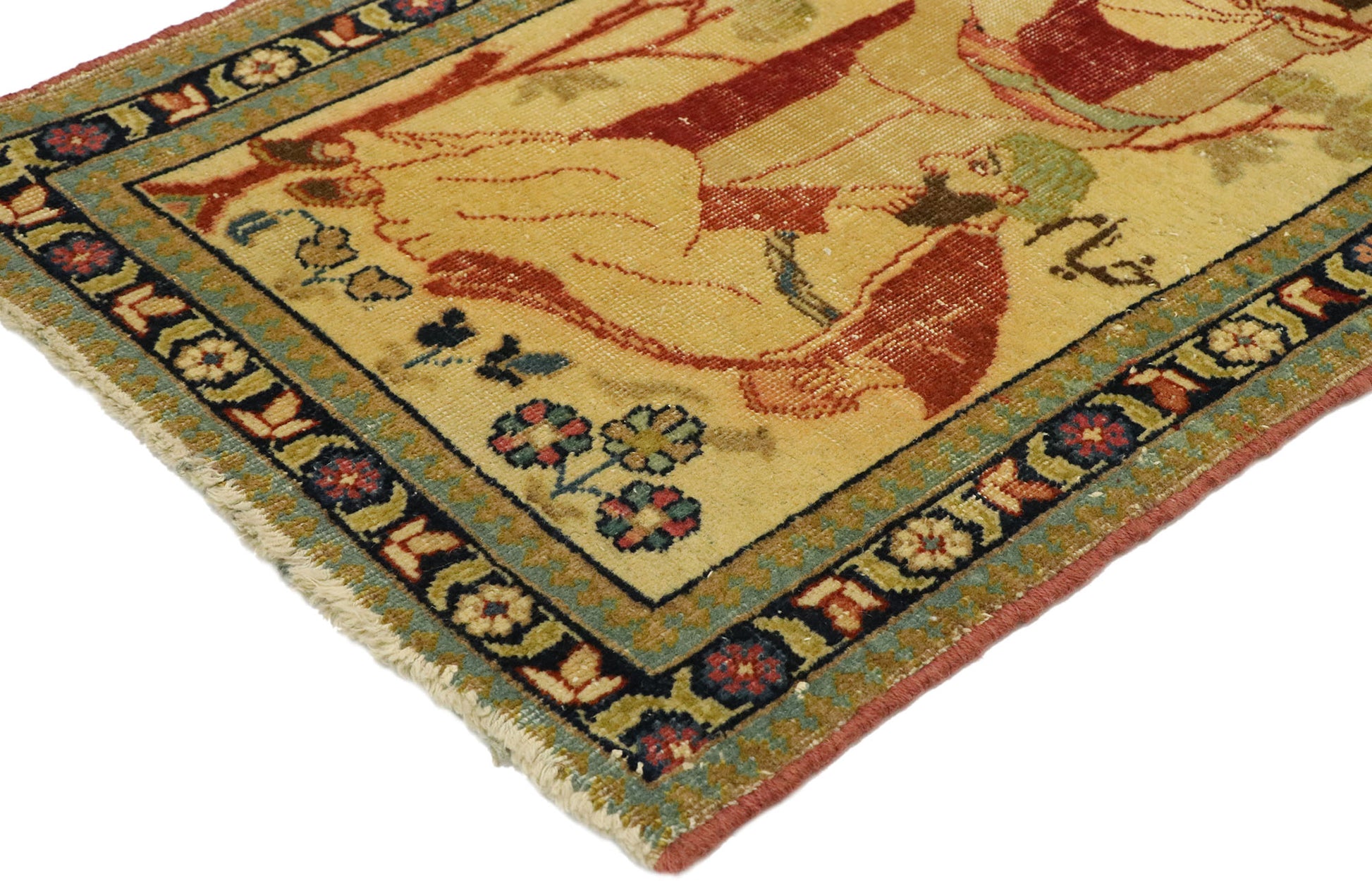 2 x 2 Antique Persian Tabriz Rug 71535